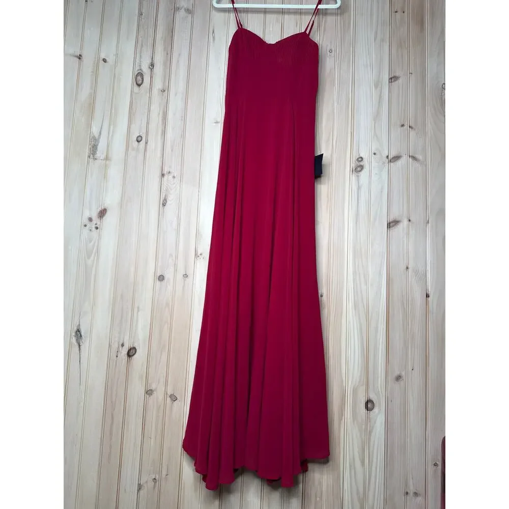 NWT Lulus Cause for Commotion Red Pleated Bustier Maxi Dress Gala Banquet Size S